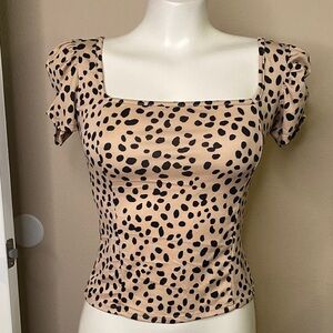 Lulus Made With Love Leopard Print Puff Sleeve rockabilly Top S 🖤🐆